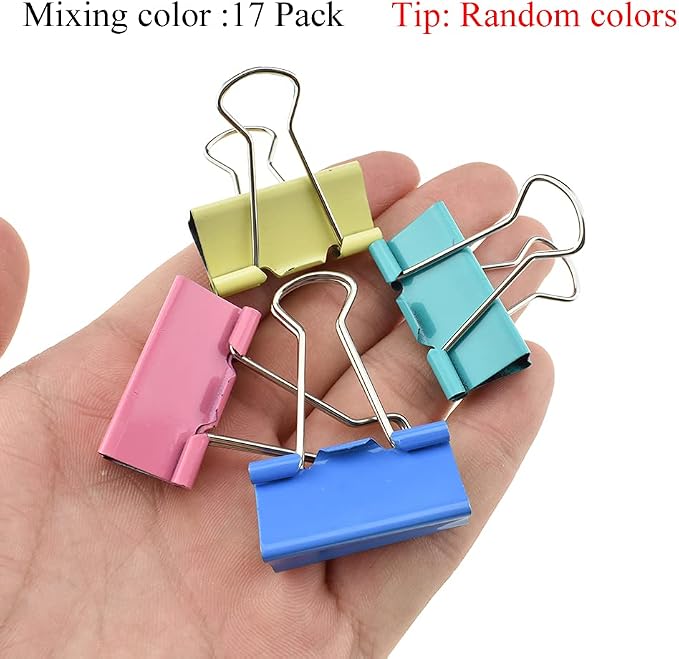 HAHIYO Binder Clips Paper Clamps Spring Steel Sturdy Medium 1.26 inches Width - Image 7