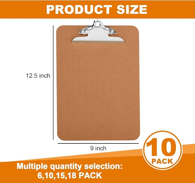 HERKKA 10 Pack Hardboard Office Clipboards - Image 2