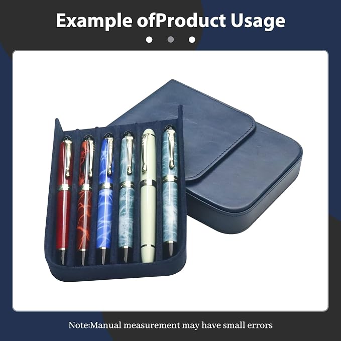 Leather 6 Fountain Pen/Pencil Tray Case, Magnetic Closure - Image 4
