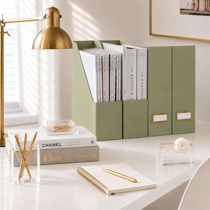 BLU MONACO | Set of 6 Foldable Magazine File Holders in Earth Green | - Image 9