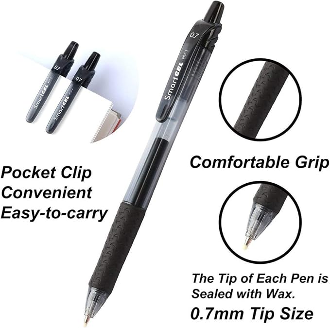 Smart Color Art 45 Pack Black Gel Pens, Retractable Medium Point Gel Ink Pens - Image 4