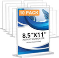 10 Pack Acrylic Sign Holder 8.5 x 11, Double-Sided Clear Sign Holder Plastic by DECOHOBO
