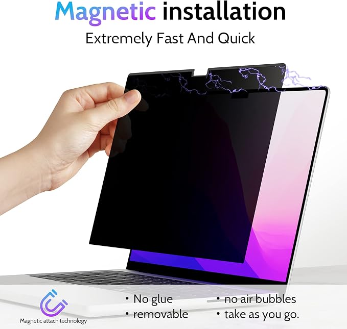 Peslv Magnetic Privacy Screen for Macbook Air 13.6/13 Inch, Removable Matte - Image 3