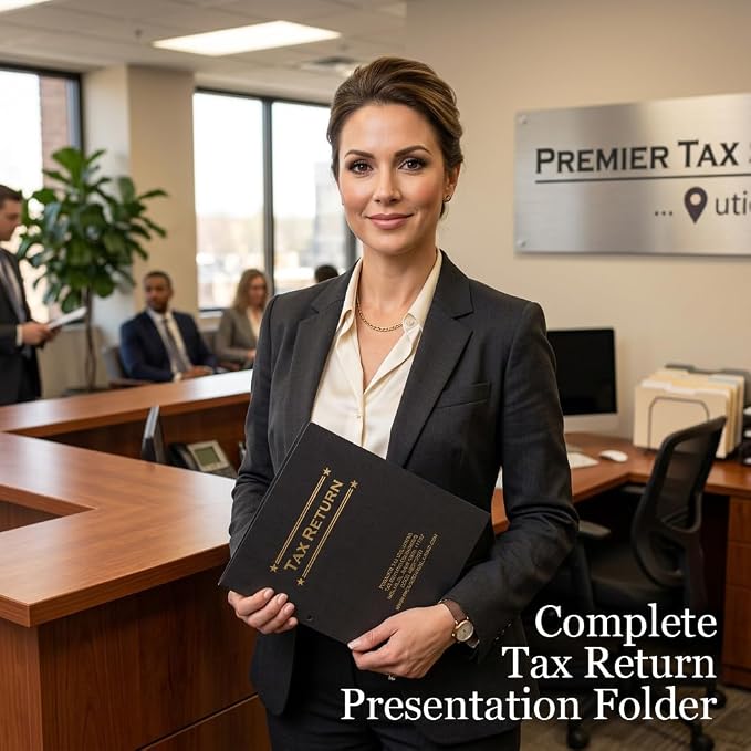 Tax Return Pocket Folders, Custom Printed Gold Foil Presentation Covers - Image 7
