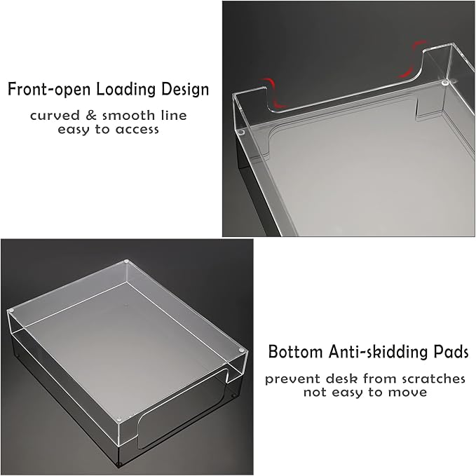 BTSKY 1 Pack Multipurpose A4 File Tray Clear Acrylic Desk Tray Organizer - Image 3
