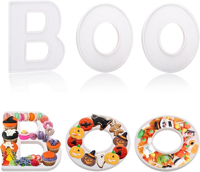3pcs The Letters BOO Wooden Charcuterie Board, 12 Inch Larger Halloween Food by Aksipo