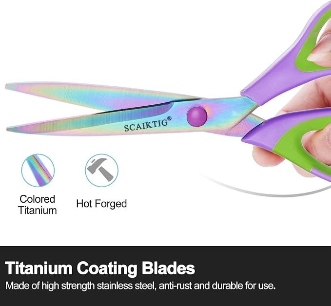 Scissors All Purpose, Sharp Titanium Blades Shears, Rubber Soft Grip Handle - Image 4