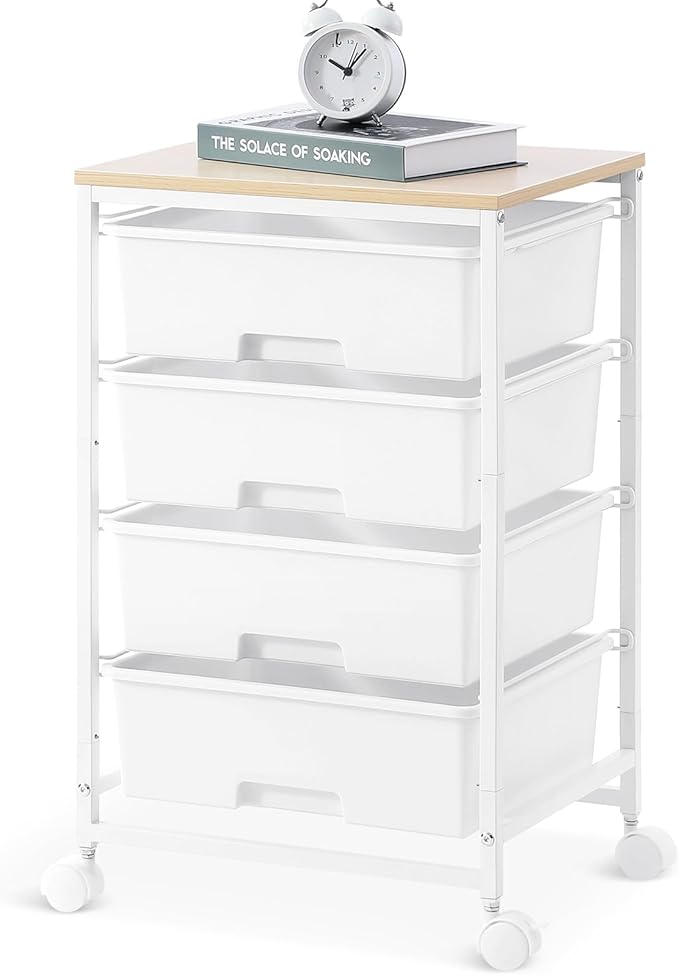 SYKIARIOL Utility Cart with 4 Drawers, 4-Tier Rolling Storage Cart Organizer by SYKIARIOL
