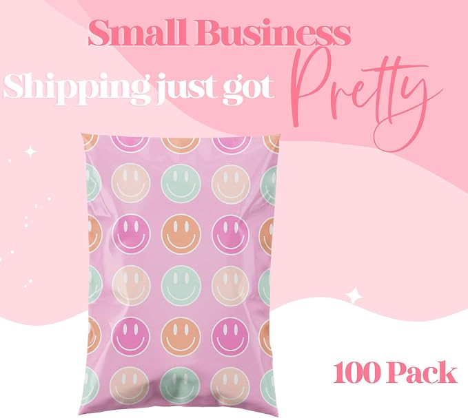 Pretty Package Store Designer Poly Mailer 10x13, Smiley Face, 100 Pack | Heavy - Image 6