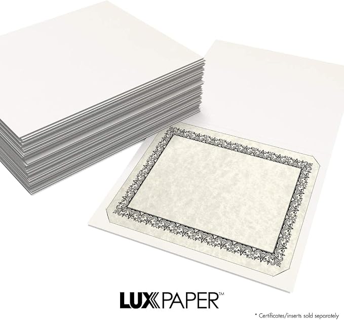 LUXPaper 9.5" x 12" Certificate Holders | White Linen | 100lb. Cover | 250 Qty - Image 8