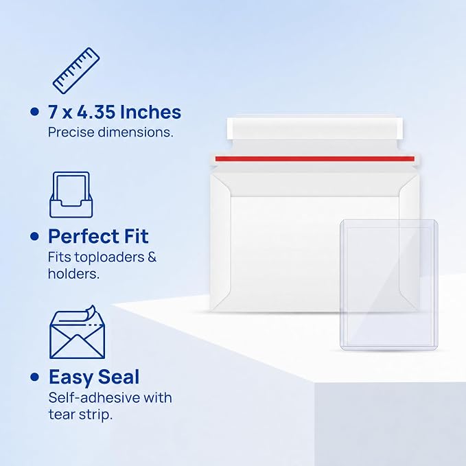 100 Pack Card Shipping Envelopes 7 x 4.35 Inches Trading Card Mailers, Self - Image 3