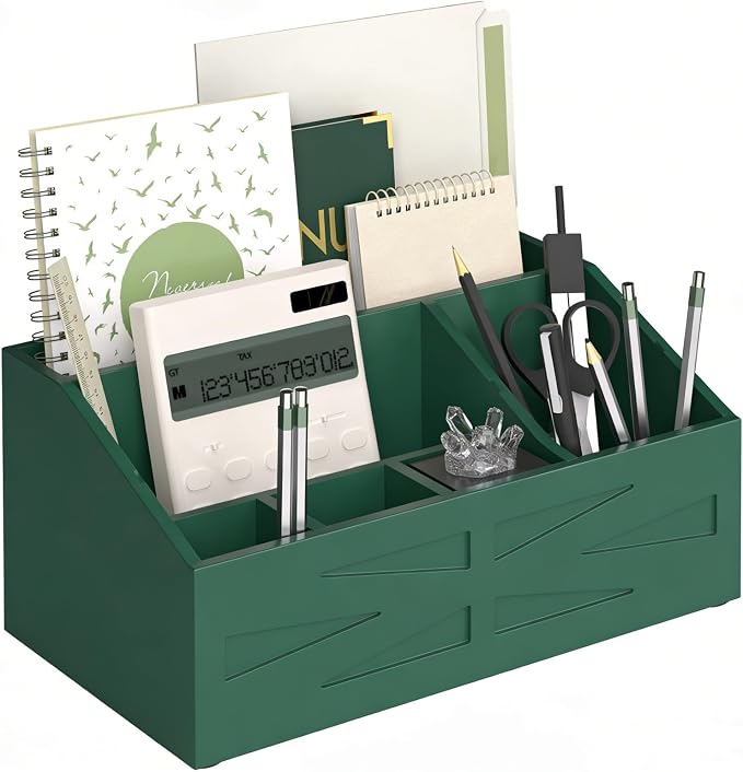 Wood Mail Organizer Countertop, Farmhouse Desk and Kitchen Countertop Storage by BELOVALE