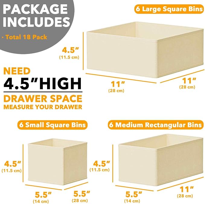 SpaceAid Drawer Organizer for Clothes, 18 Pack Dresser Drawer Organizer Bins - Image 6
