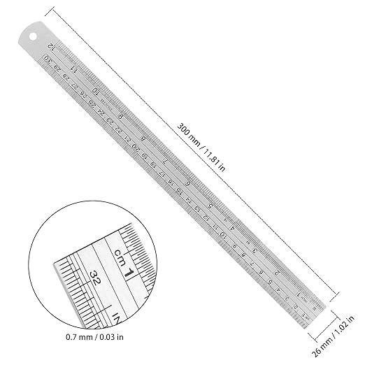 20 Pack 12 Inches Stainless Steel Ruler, Precision Metal Rulers, Straight Edge - Image 2