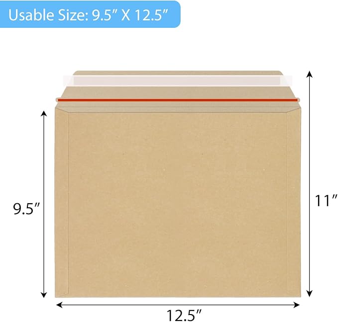 zmybcpack 50 Pack Rigid Mailers 9.5x12.5 inch, Self Seal Photo Document Mailers - Image 2