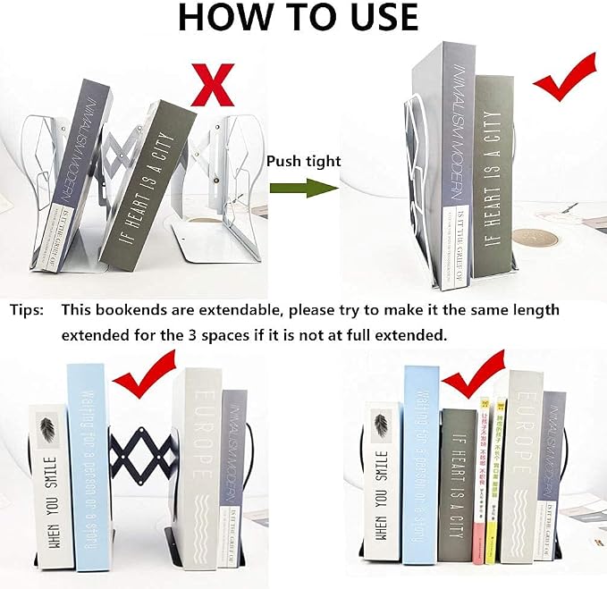 Adjustable Bookends Metal Book Ends - Image 5