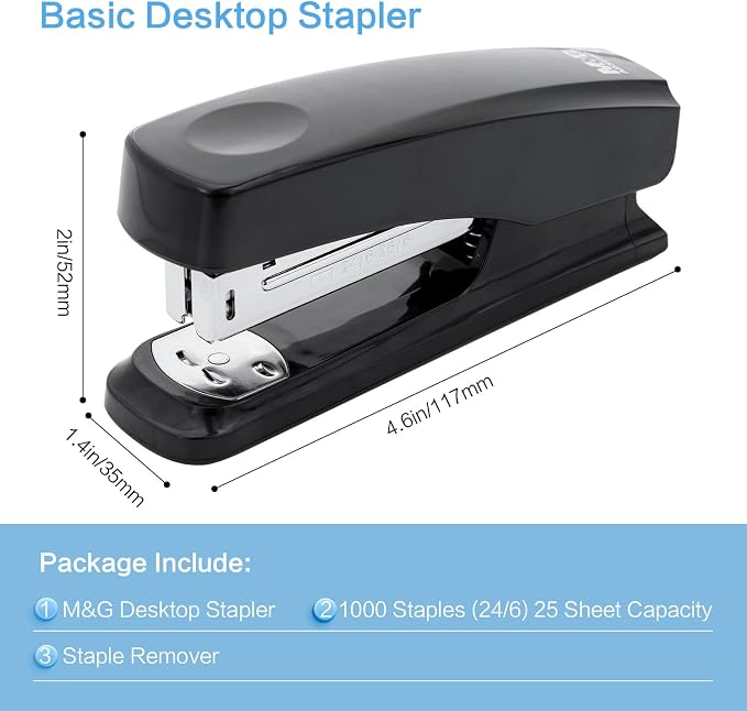 M&G Desktop Stapler with 25 Sheet Capacity, Two Binding Modes, Basic Stapler - Image 2