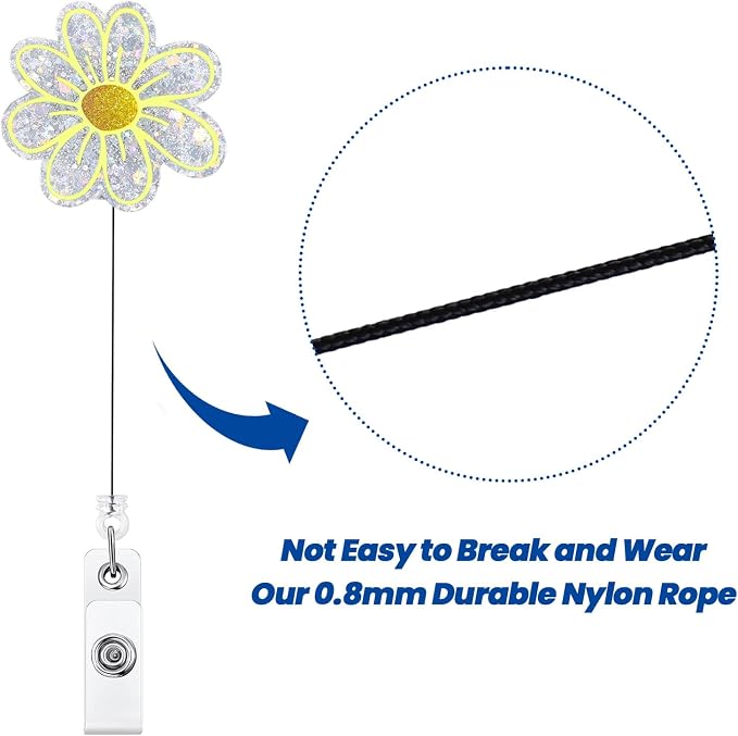 Funny Daisy Floral Nurse Badge Reel, Cute Acrylic Flower Retractable ID Badge - Image 5