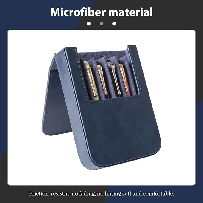 Leather 6 Fountain Pen/Pencil Tray Case, Magnetic Closure - Image 3