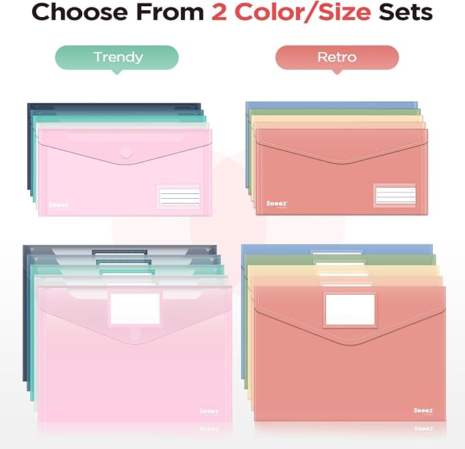 Sooez 20Pack Plastic Envelopes, Plastic File Folders, Super Heavyweight - Image 2