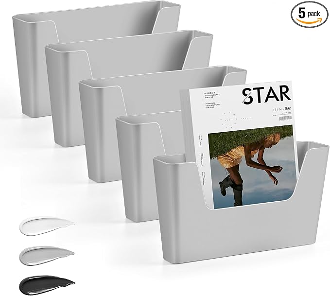 JOMOLA No Drilling File Holder 5 Pack Mail Organizer Wall Mount File Organizer by JOMOLA