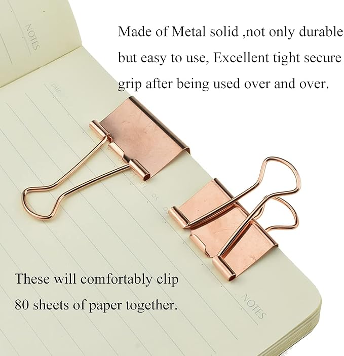 HAHIYO Binder Clips Paper Clamp Spring Steel Sturdy Medium 1.26 inch Width 0.39 - Image 6