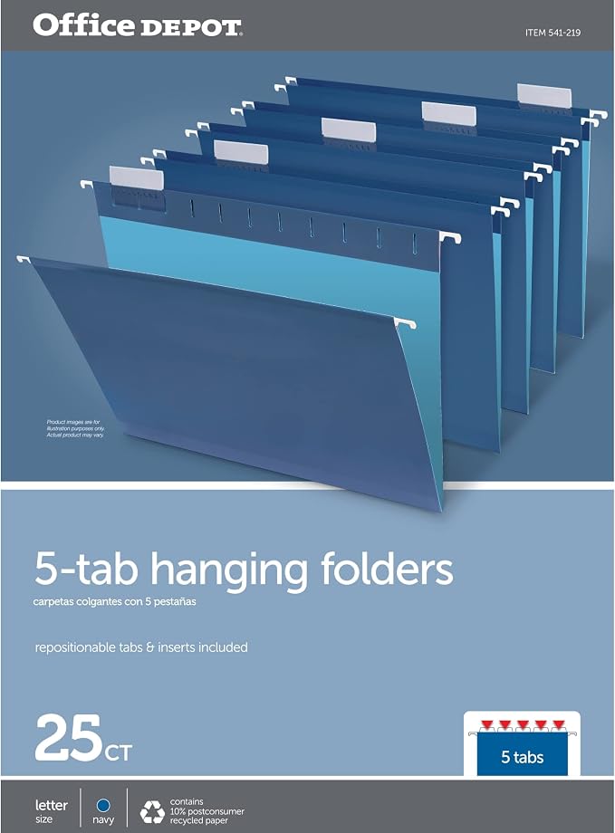 Office Depot 2-Tone Hanging File Folders, 1/5 Cut, 8 1/2in. x 11in., Letter Size - Image 4