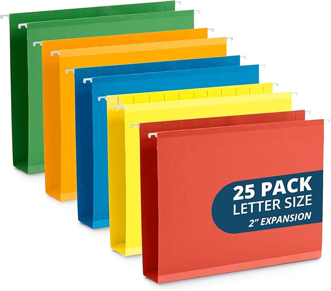 Blue Summit Supplies 25 Extra Capacity Hanging File Folders, Letter Size by BlueSummitSupplies