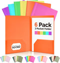 Sooez 6Pack Folders with Pockets, Pastels Colors, Heavy Duty Pocket Folder by Sooez