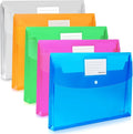 5 Pack Plastic Envelopes with Snap Closure, Large-Capacity Colored Clear Folders by TFDLCGzm
