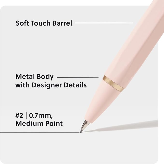 U Brands Cambria Mechanical Pencils, Blush Pink, Soft Touch, Medium Point - Image 3