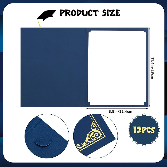 Certificate Holders, 12 Pack Navy Blue Diploma Holders - Image 2