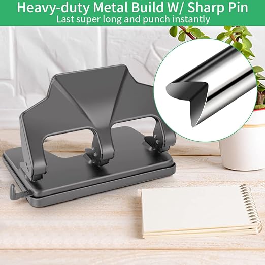AFMAT 3 Hole Punch Heavy Duty, 40-Sheet Three Hole Punch, 50% Reduced Effort - Image 4