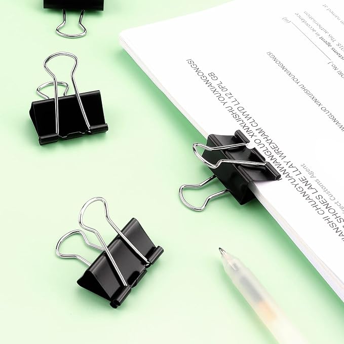 ZZTX Black Binder Clips Paper Clamps Clips Small Size, 1.0 Inches, 36 Pack - Image 6