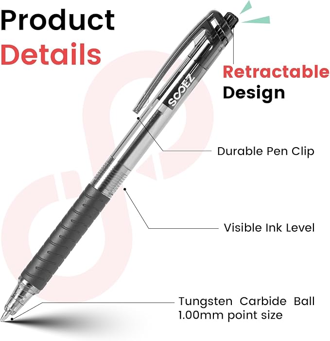 Sooez 100 Pack Bulk Pens Ballpoint, Smooth Writing Pens - Image 3