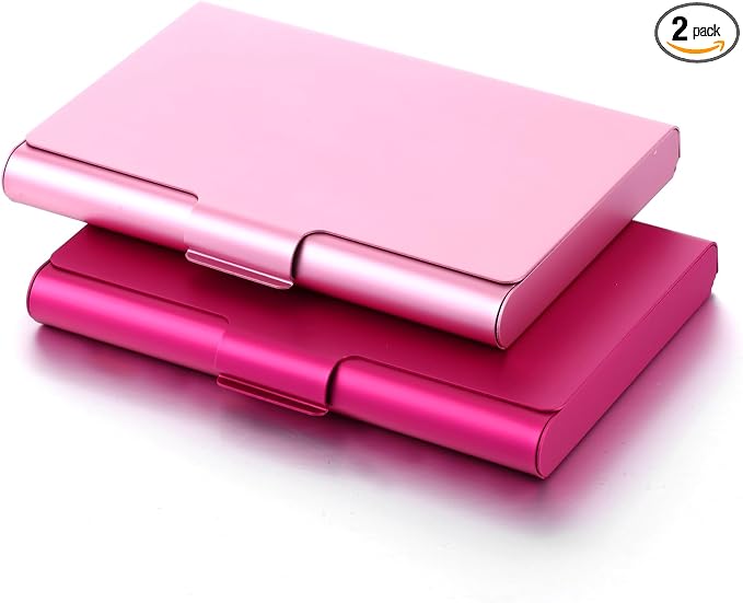 2 Pack Business Card Holder Case, Aluminum Alloy Metal Business Card Case by Unknown