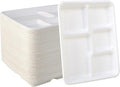 Vplus 500 Pack 5 Compartment Plates, 100% Compostable Paper Plate, 10.25x8.5 by Vplus