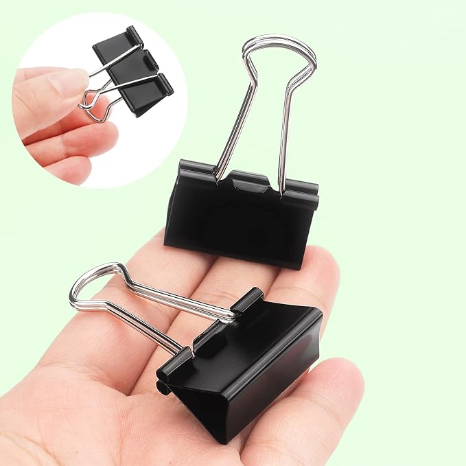 ZZTX Black Binder Clips Paper Clamps Clips Medium Size, 1.3 Inches, 36 Pack - Image 4