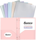 SUNEE 2 Pocket Folders with Prongs Plastic Folders with Pockets and Prongs Fit by SUNEE