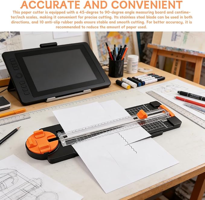 Paper Cutter for Craft, 4-in-1 Paper Trimmer, Perforated & Creasing Blades for - Image 4