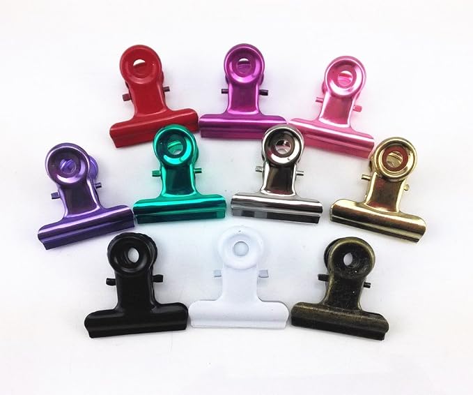 yueton 20pcs Mixed Color Metal Bulldog Clips, Utility Paper Clips, Hinge Clips - Image 3