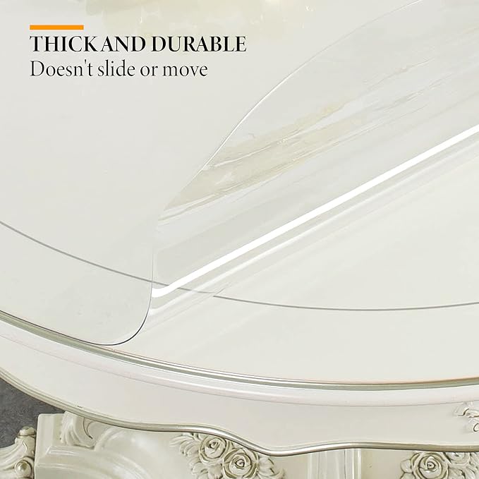 Deep Dream 1.5mm Thick 46 Inches Clear Round Table Protector, Round Table Cover - Image 3