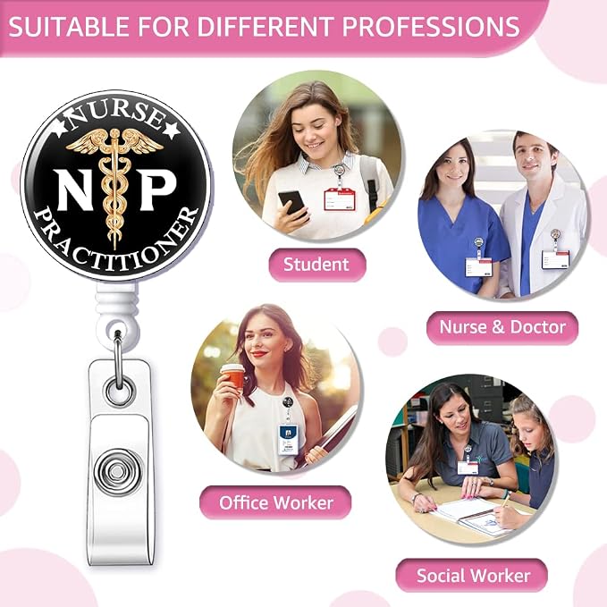 NP Nurse Practitioner Badge Reel Retractable - Image 5