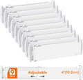 Lifewit 9 Pack Drawer Dividers for Clothes, Adjustable White Plastic Separators by Lifewit