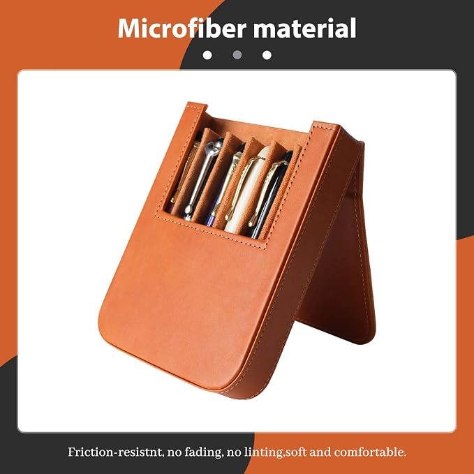 Leather 6 Fountain Pen/Pencil Tray Case, Magnetic Closure - Image 3