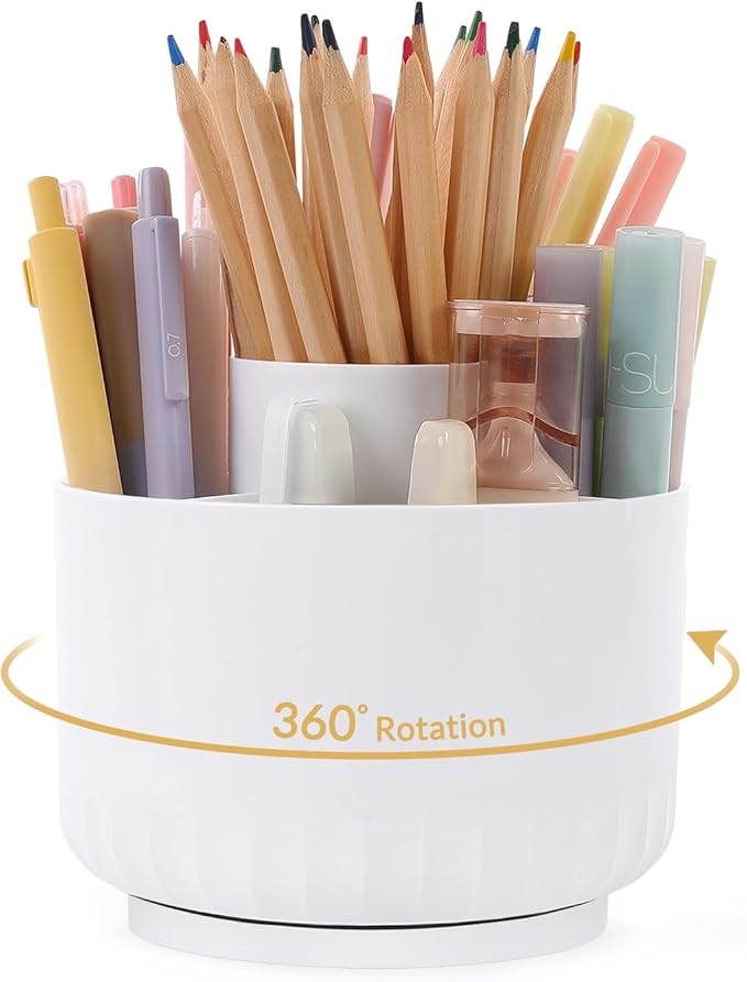 SKYDUE 360 Degree Rotating Desk Organizer, Dual-Purpose Pencil Pen Holder by SKYDUE