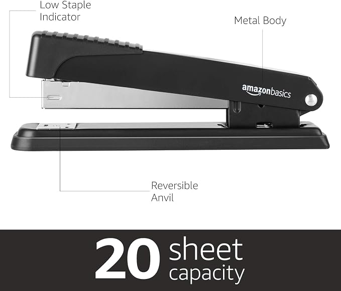 Amazon Basics Full-Strip Desktop Stapler, 20 Sheet Capacity - Image 2