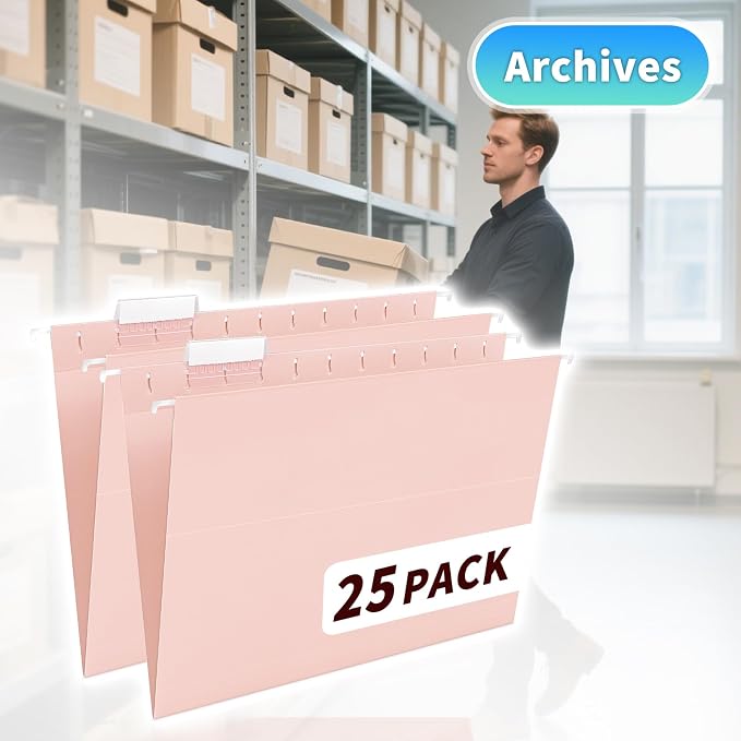 25-Pack Pink Hanging File Folders, Letter Size - Image 8