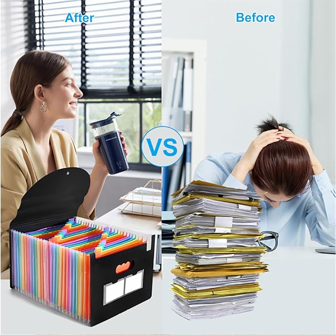 25 Pockets Accordion File Organizer Desktop Expanding File Folders - Image 5