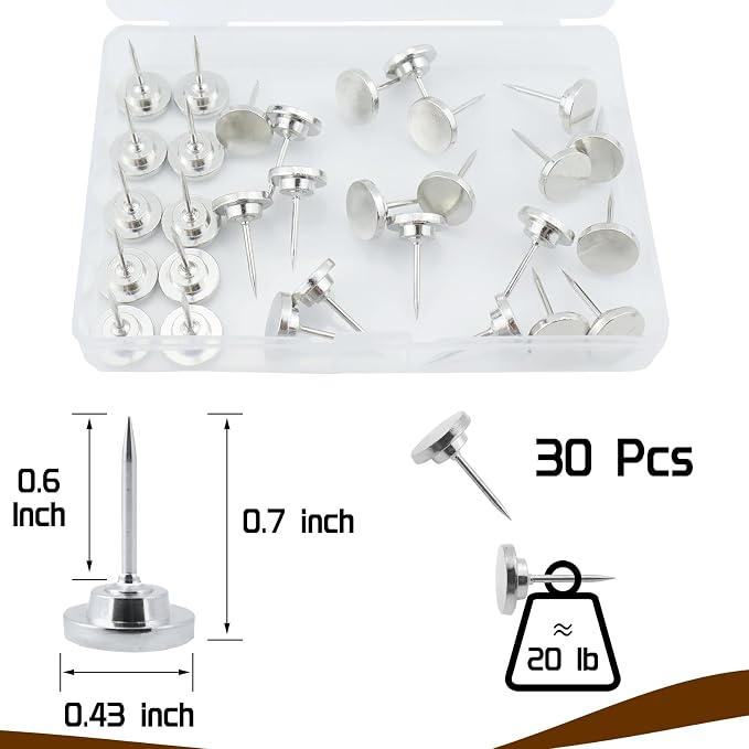 30 Pcs Metal Push Pins Silver Thumb Tacks or - Image 2